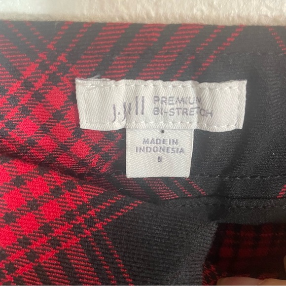 J. Jill Premium Bi-Stretch High Rise Trouser Pants size 6 Red Black Plaid Preppy - Picture 5 of 9